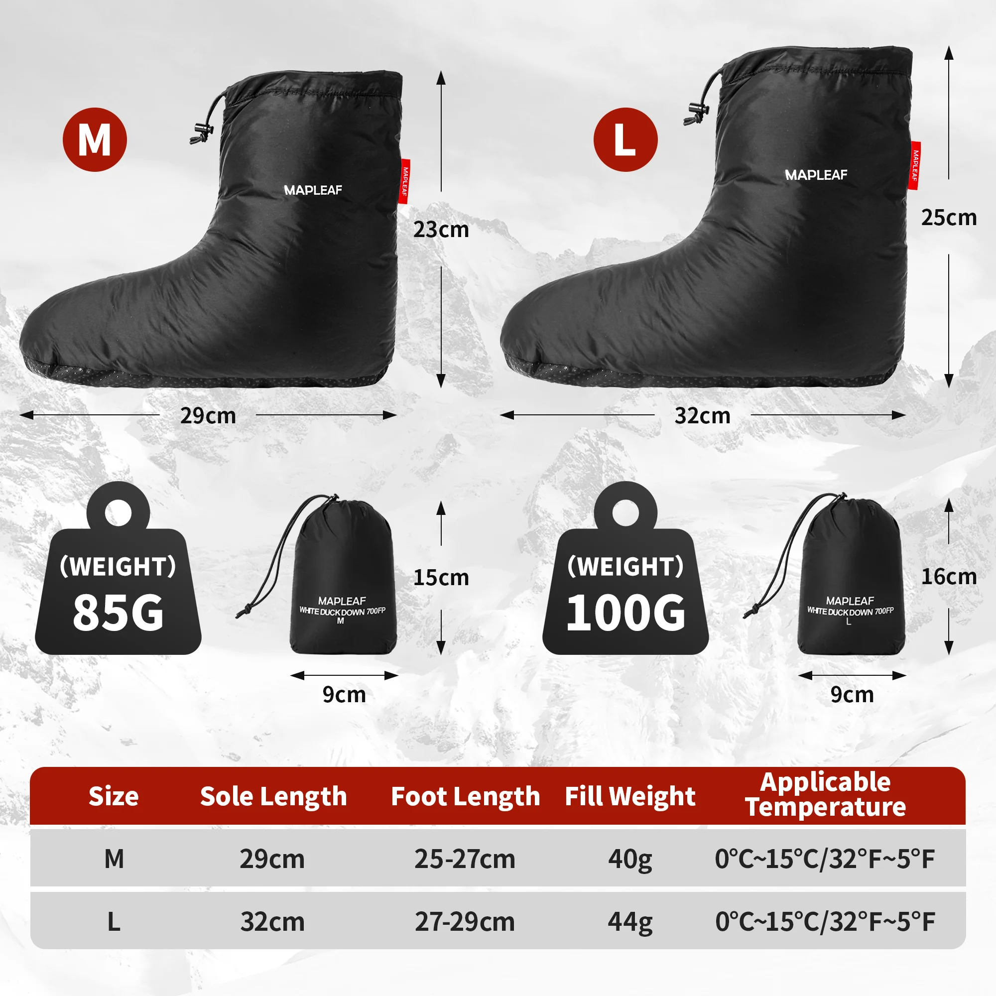 MAPLEAF أسفل الجوارب الشتاء الجوارب الدافئة التخييم أسفل غطاء للقدم خيمة مقاوم للماء النوم الجوارب التنزه أسفل النعال جهاز تدفئة القدمين #5