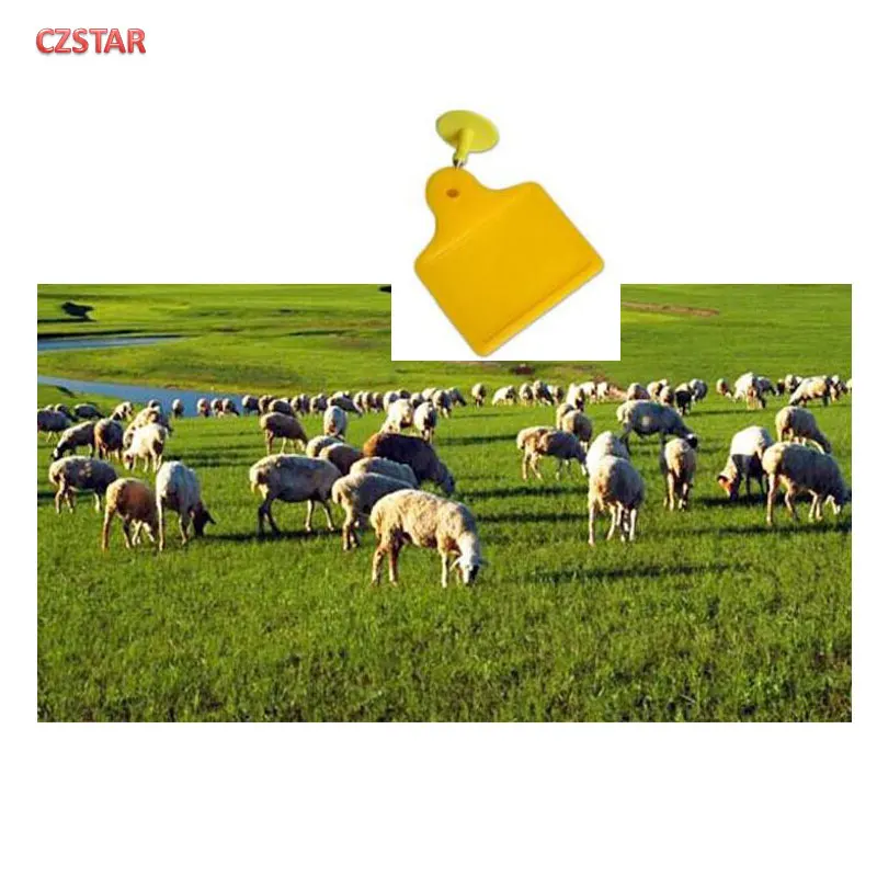 Czstar 50pcs animal farm RFID tag Passive 860~960MHz Livestock Identification UHF RFID Animal Ear Tag long range tracking tag