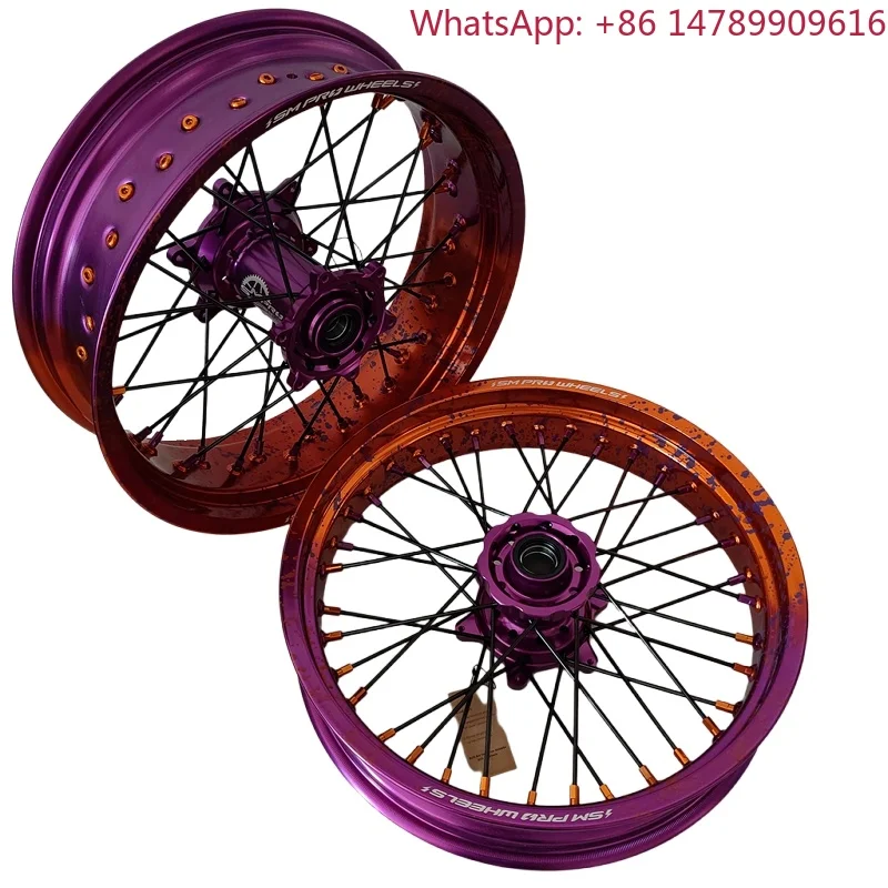 Enhanced 173.5 175.0 Supermoto Wheels For [Model] Anodized Aluminum Alloy Rims Hub Kit Custom Color Motorcycle Spare PartsCustom