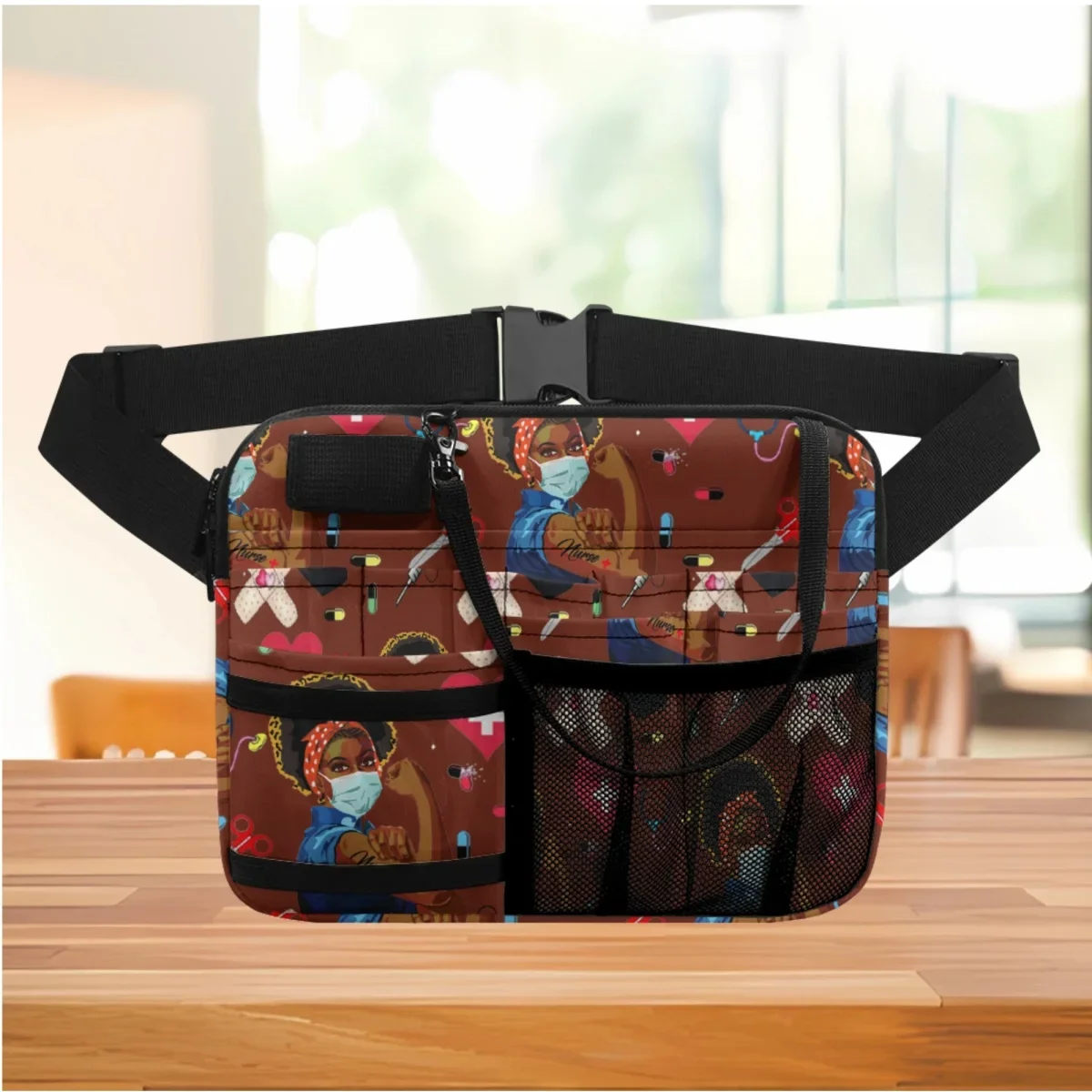 Sacs de ceinture d'allaitement pour femmes noires, pack médical, poches multi-compartiments, sacs de hanche pour stéthoscopes, bandage, ciseaux, cadeau