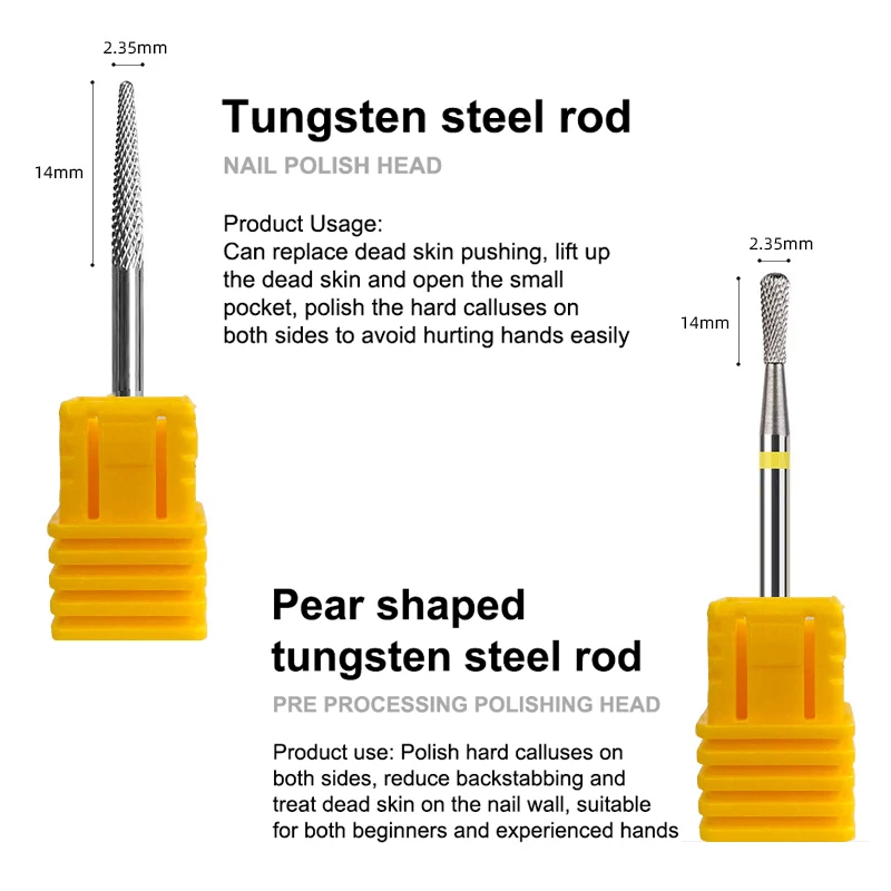 タングステン鋼ネイルドリルビット電動ネイルドリル用フライスカッター角質除去マニキュアマシンネイルファイルアクセサリー