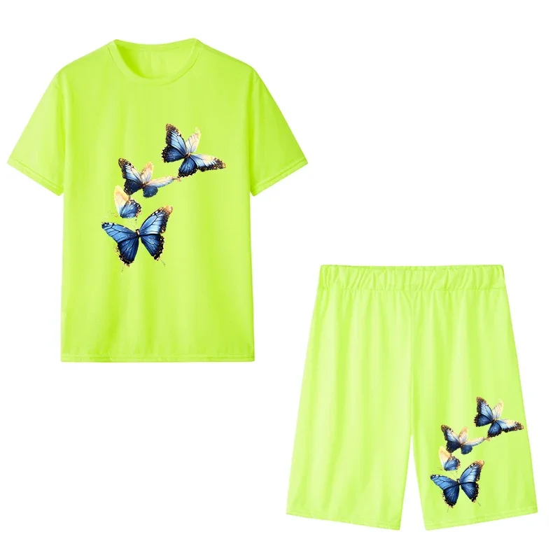 Conjuntos informales de dos piezas para mujer, ropa informal de verano, camisetas de manga corta con cuello redondo, chándal diario para mujer, pantalones cortos, trajes a juego