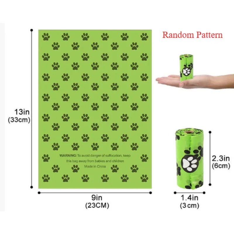 8Rolls/16Rolls Thick Dog Poop Bags, Leak Proof Pet Waste Bag for Dog Outdoor Walking Random Pattern, Green image 3
