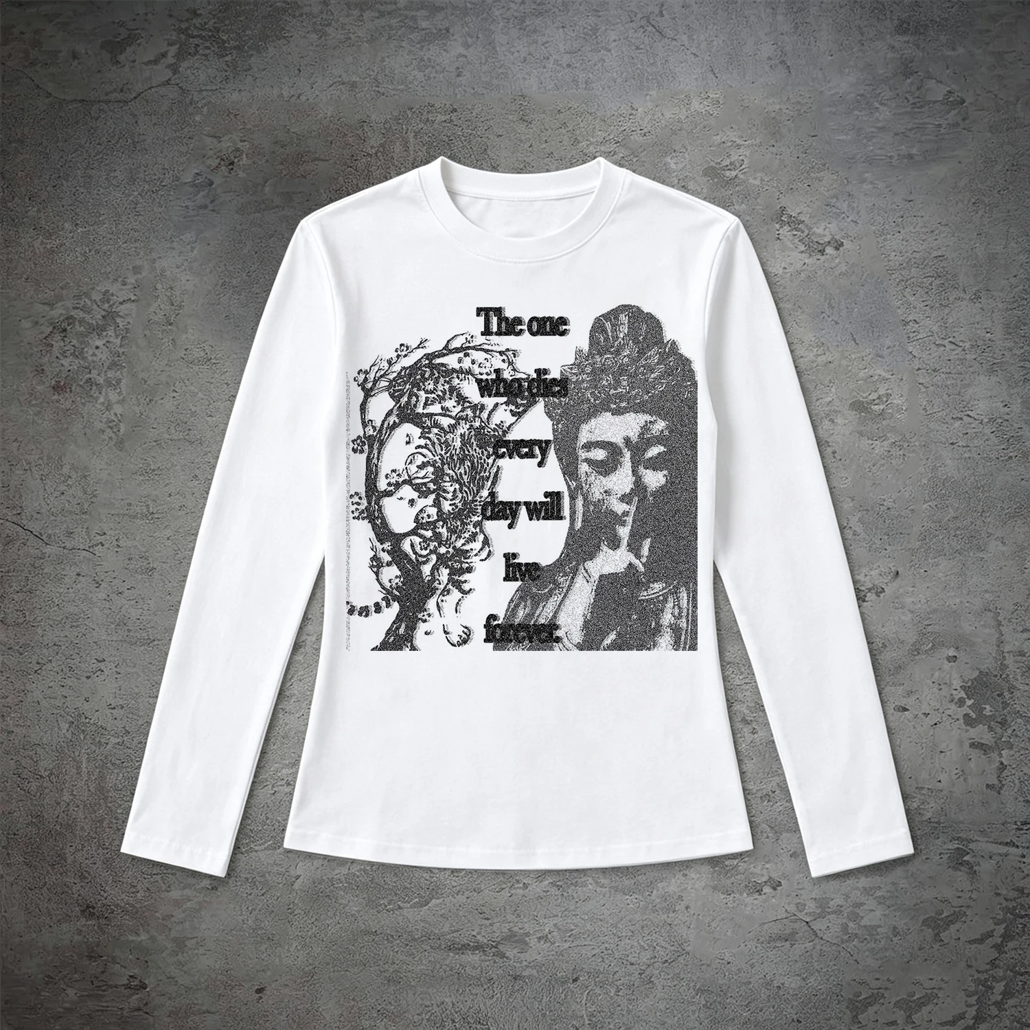 Ladies Slim Long Sleeve T Shirt Vintage Buddha Figure Art Print English Slogan Graphic Casual Tees For Bulk Wholesale