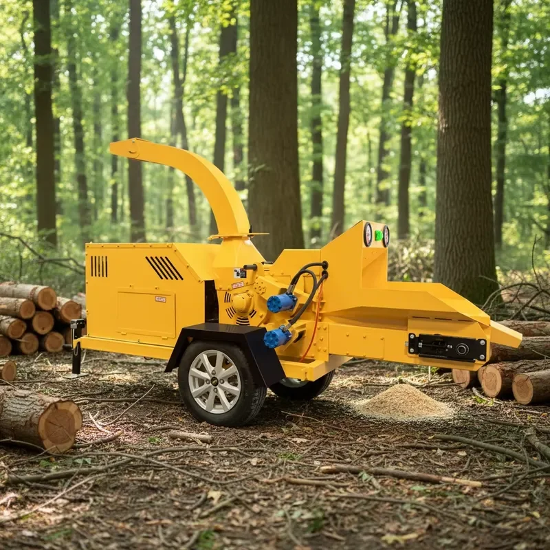 Professional Mobile Wood Shredder Chipper for Composting Garden Waste Branches Leaves Heavy Duty Portable Tree Trimmer