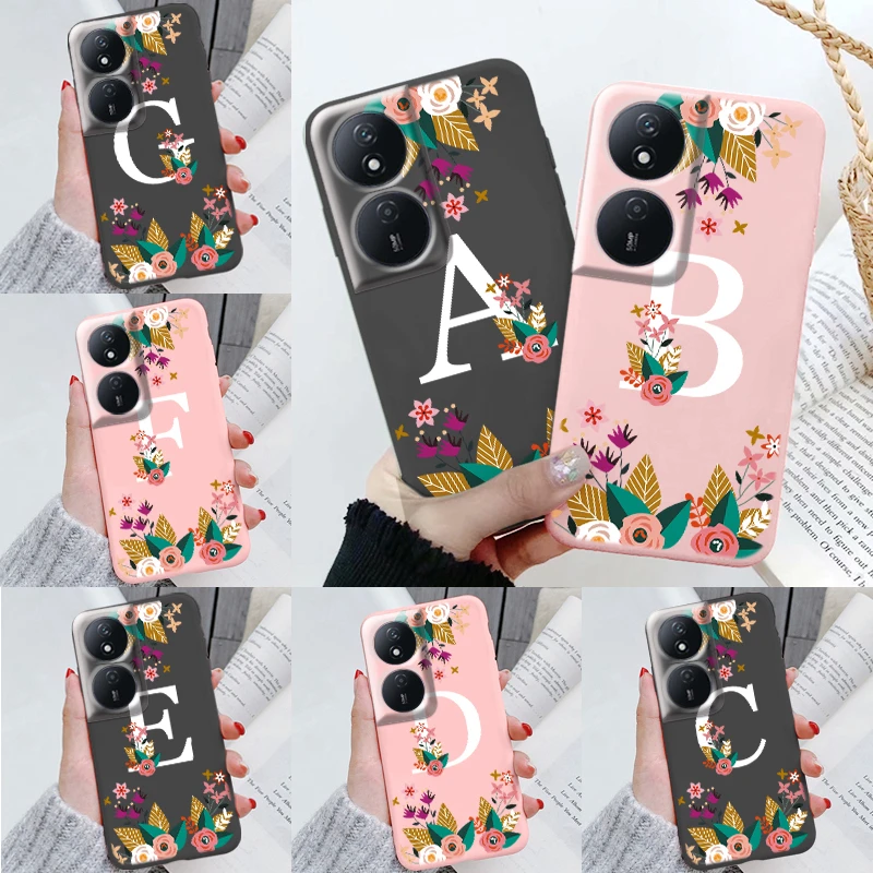 

For Honor X8b X7b 50 Plus 5G Phone Cases Artistic Flower Letter Characters Cover For Honor X7b Shockproof Protective Back Shells