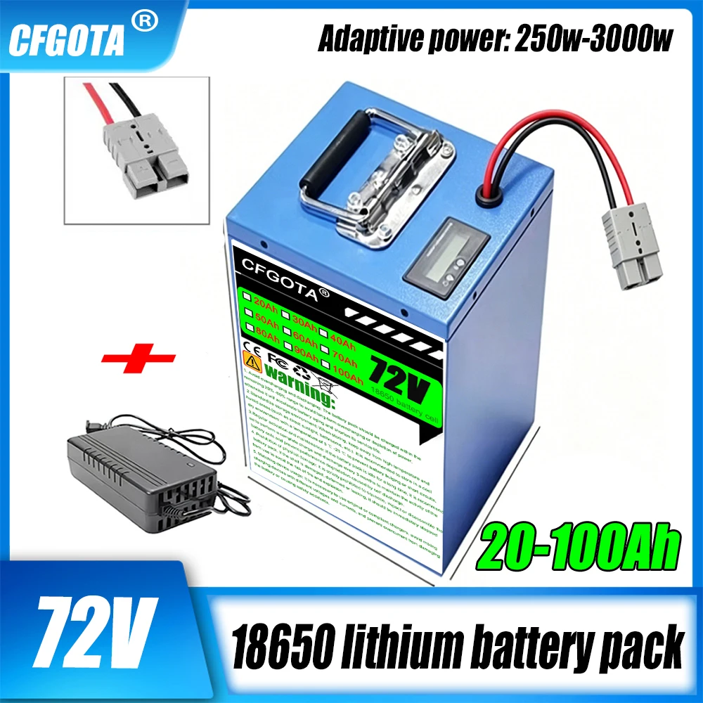 

24-hour shipping, Air transportation,72V 20-100AH 18650 lithium battery 40AH BMS power monitor suitable for all devices