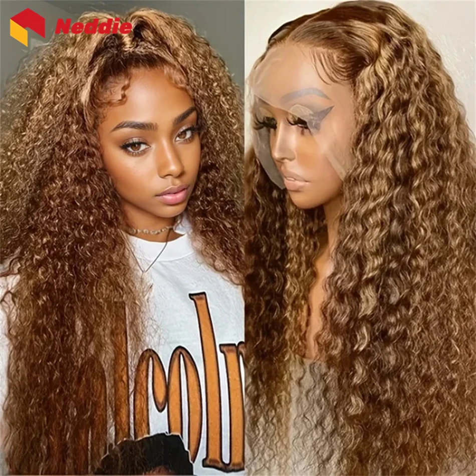 30 Inch 200 Density Highlight Deep Wave Curly 13x6 Lace Frontal Wig for Women Cheap Front 100% Human Hair Wigs on Clearance Sale