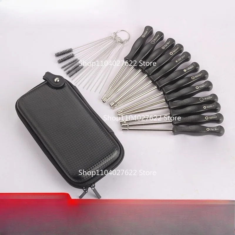 Suitable for Carburetor Special Screwdriver Set of 12 Pcs Black Leather Box with 15 Pcs Brush Idle Adjustment Screwdriver