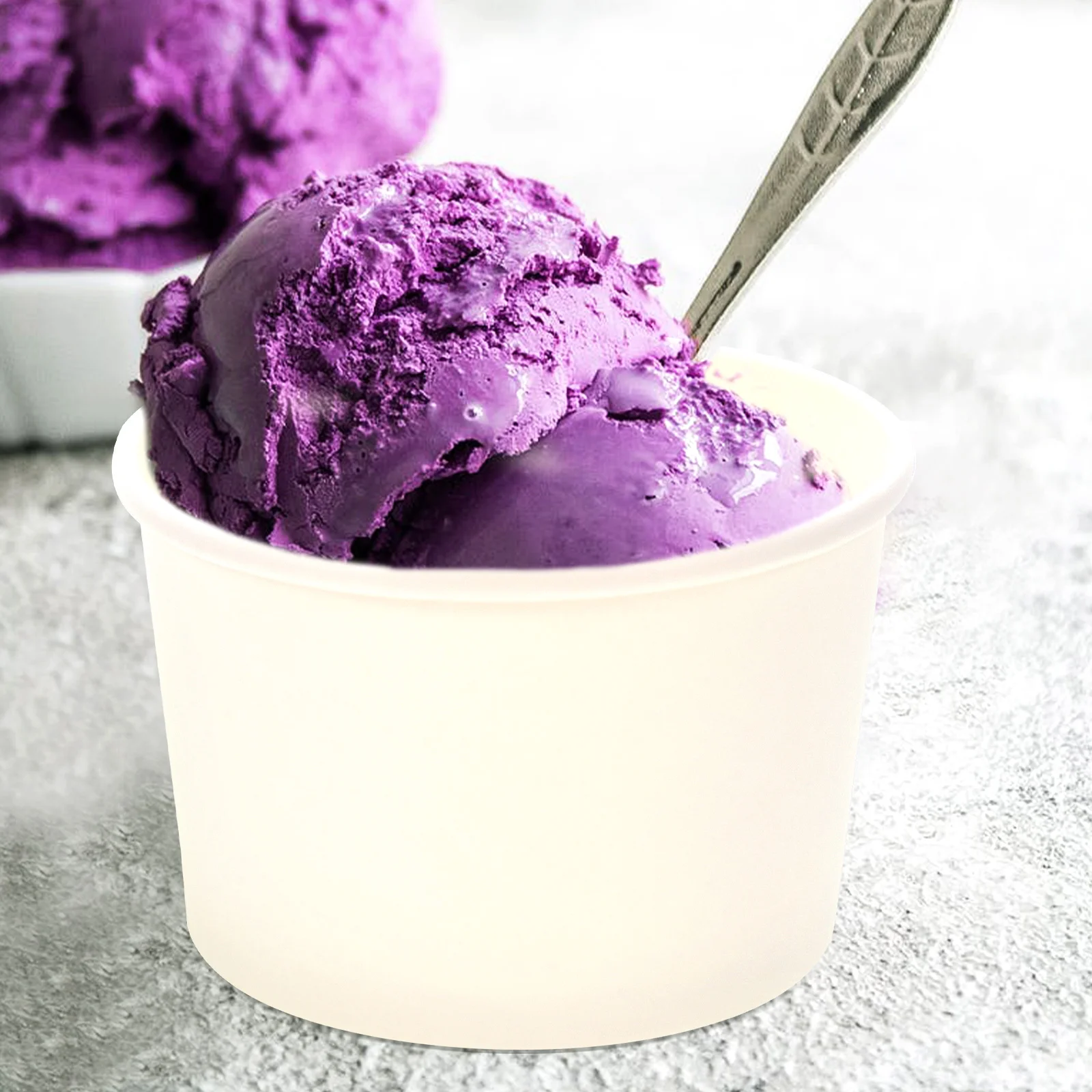 

50Sets Ice Cream Bowls Lidded Dessert Bowl Paper Cake Cup Smooth Touch One Off Use for Any Food Ice Cream Paper Cup