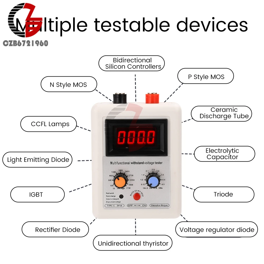 0V-3800V Igbt Spanningstransistortester Diode Mos Triode Mov Spanningsmeter Test Led Volt Vermogen Transistor Bestand Tegen Testers