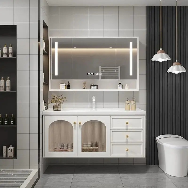 

Simple, solid wood, ceramic, pastoral, integrated, bathroom cabinet, combination, toilet