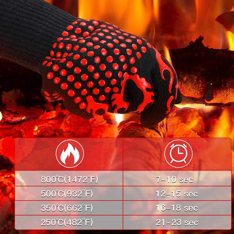 Grilling Gloves Oven Mitten Grill Leather Gloves Heat Resistant Up To 1472 Fahrenheit Universal Size Cooking Baking Frying Glove