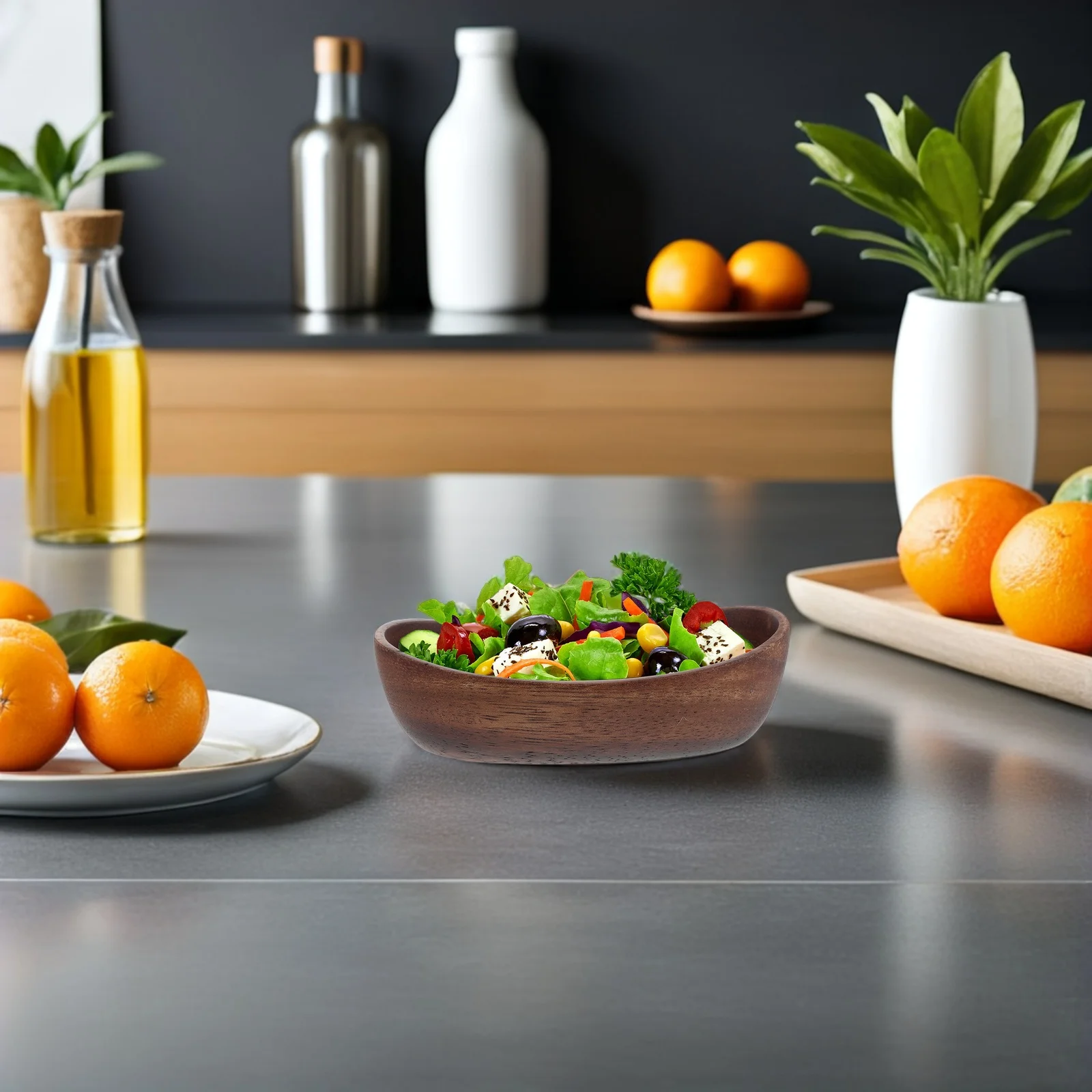 

Rustic Handmade Wooden Boat Serving Plate Fruit Salad Snacks Dessert Tray for Kitchen Counter Coffee Table Tea Party 5.8x3.3x1.7