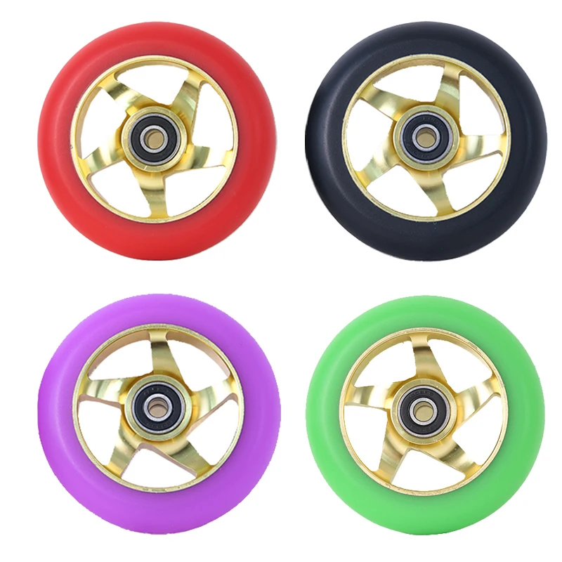 Canniday 100mm Pro Stunt/Push/Kick Scooter Wheels with Bearings Aluminum Alloy Core Scooter Replacement Parts Accessories 2set