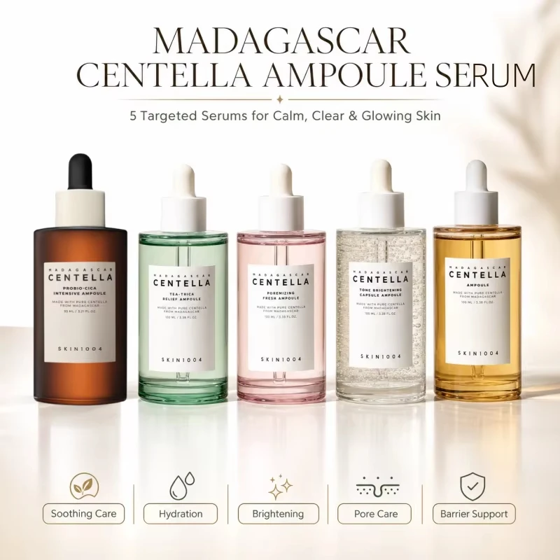 Set de Ampollas Centella SKIN1004, 6 Tipos, Cuidado Facial Coreano para Piel Sensible, Calmante, Cuidado de Poros y Acné, Iluminador y Reparador de Barrera