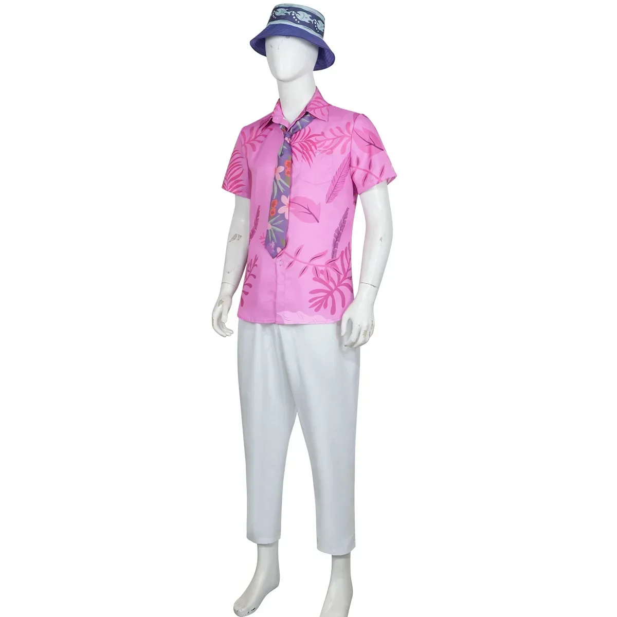 Anime Comic Con Fox Nick Wilde Cosplay Costume Men Boys Halloween Carnival Pink Leaves Printed Summer Casual T-shirt and Necktie