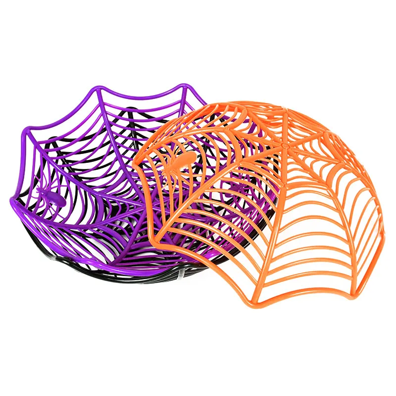 Halloween Candy Basket Home Decorations Spider Web Shape Fruit Basket Candy Bowl Sweets Plate Kid Costume Trick or Treat Supplie