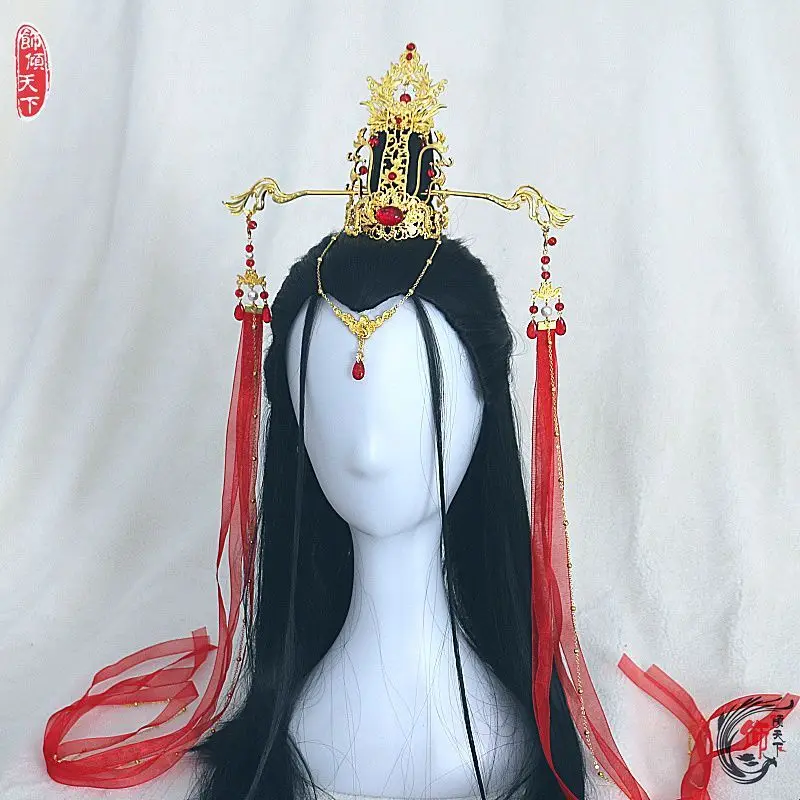 

Heavenly Official Blessings Halloween Crown Prince's Joyful God Xie Lian Hair Crown Ancient Style Headwear Wedding Dress Hanfu