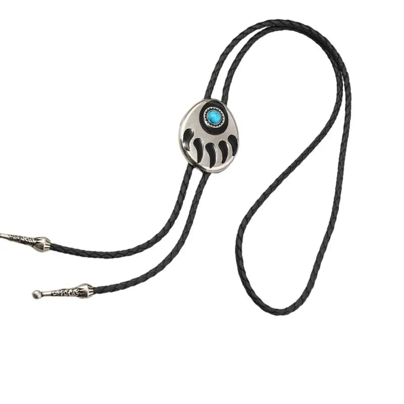 652F بو الجلود بولو التعادل الدب مخلب قلادة التصميم الغربي قابل للتعديل طول ربطة العنق #2