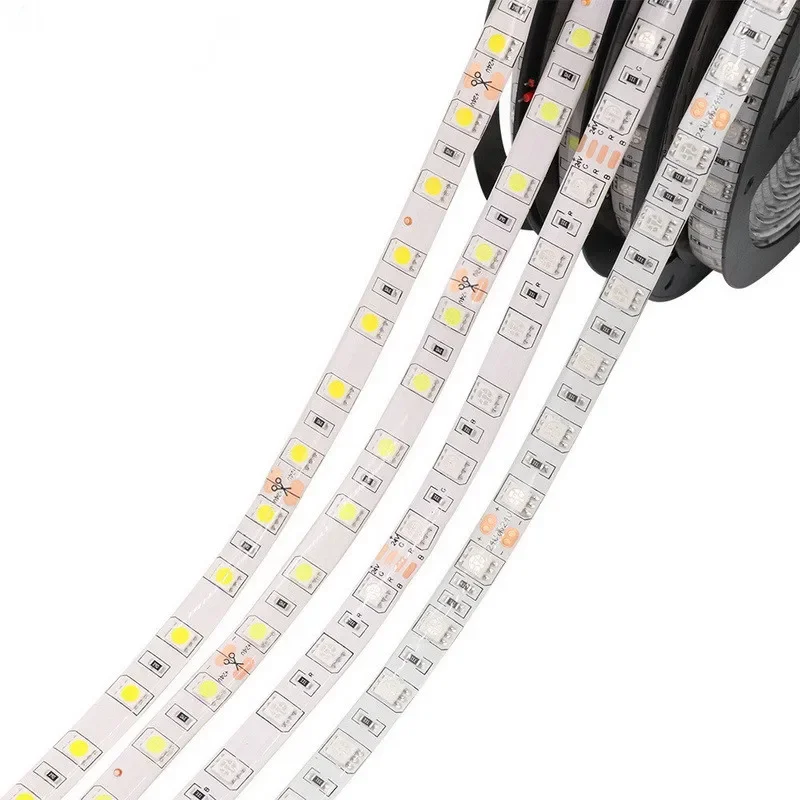 5M SMD LED Strip Light DC 12V Fita Flexível Branco Quente Branco RGB Impermeável Ruben - Decoração de Casa