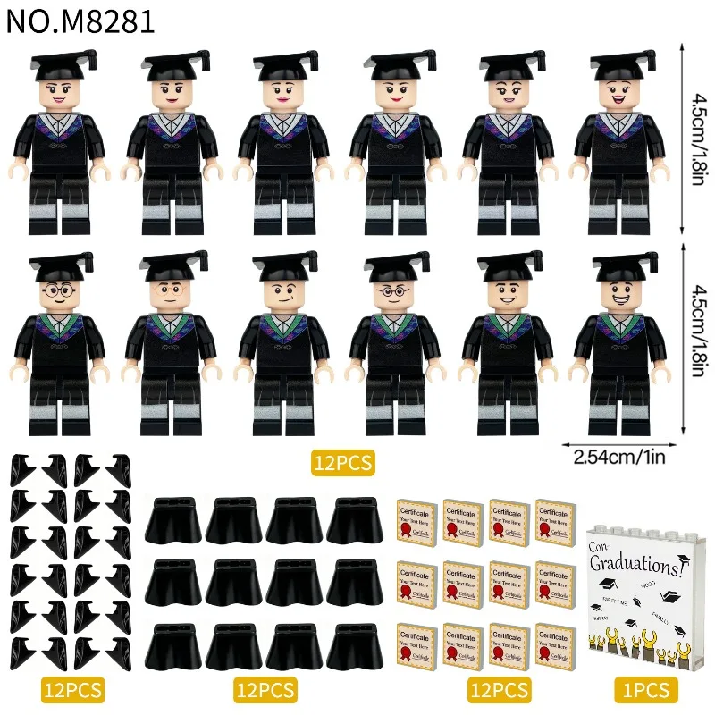 College Style Building Blocks Multi-Style Humanoid Building Blocks DIY Assemble Model Collectible Construction Building Toy Gift