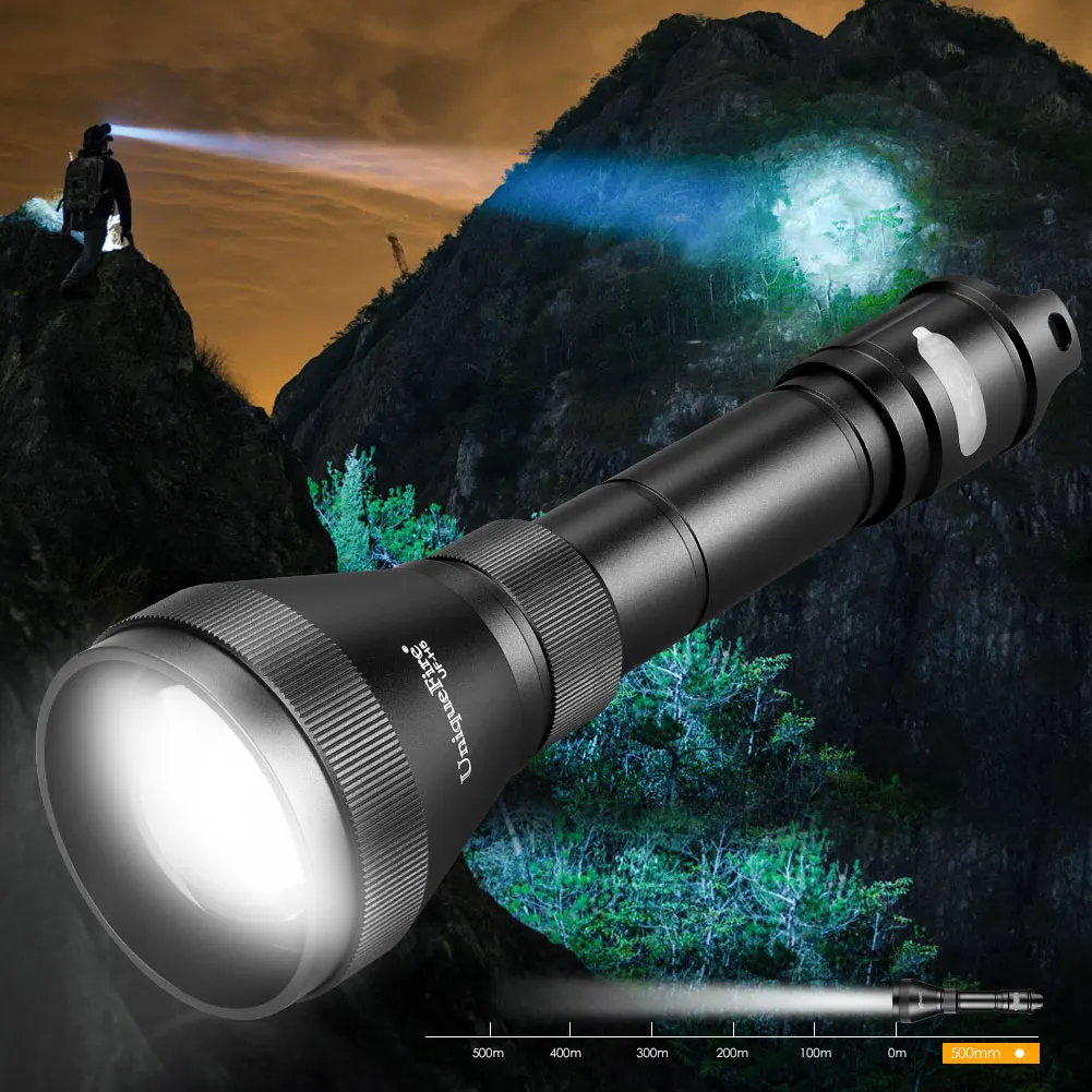 led懐中電灯uniquefire-h5-sft40超高輝度白色光調光器スイッチインジケーターusb-c格納式キャンプ用ズームトーチ