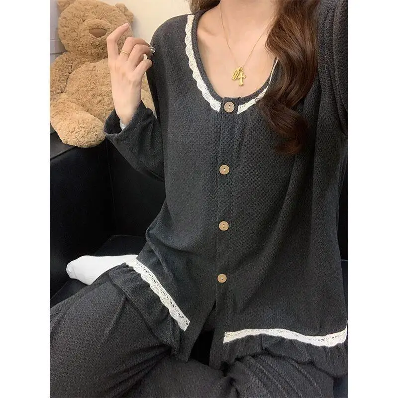 أزياء Homewear مثير بيجامة مجموعة الملابس النسائية الاتجاه 2025 سيدة مجموعات رياضية امرأة سترة مطابقة محبوك دعوى الإصدارات #2