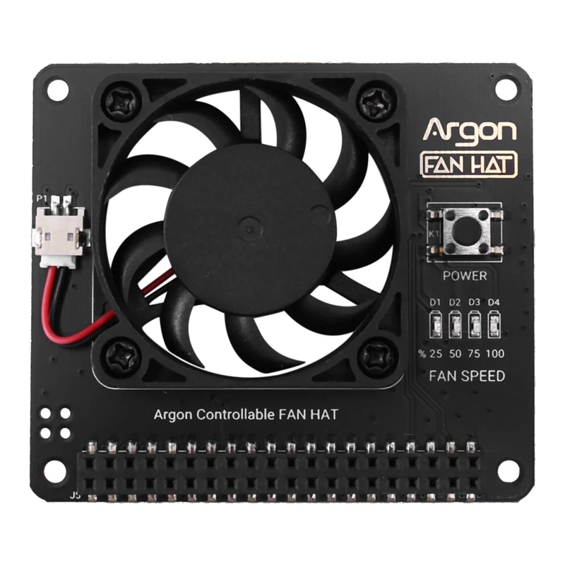 Argon-Lüfter-HAT für Raspberry Pi 4/3 Lüfter mit Software, einstellbare Geschwindigkeit / 40 mm großer Lüfter für Raspberry Pi4