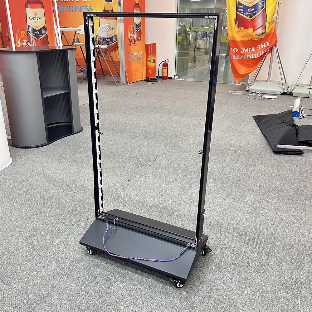Customized size aluminum frame fabric LED light box portable environmentally friendly battery holder outdoor waterproof