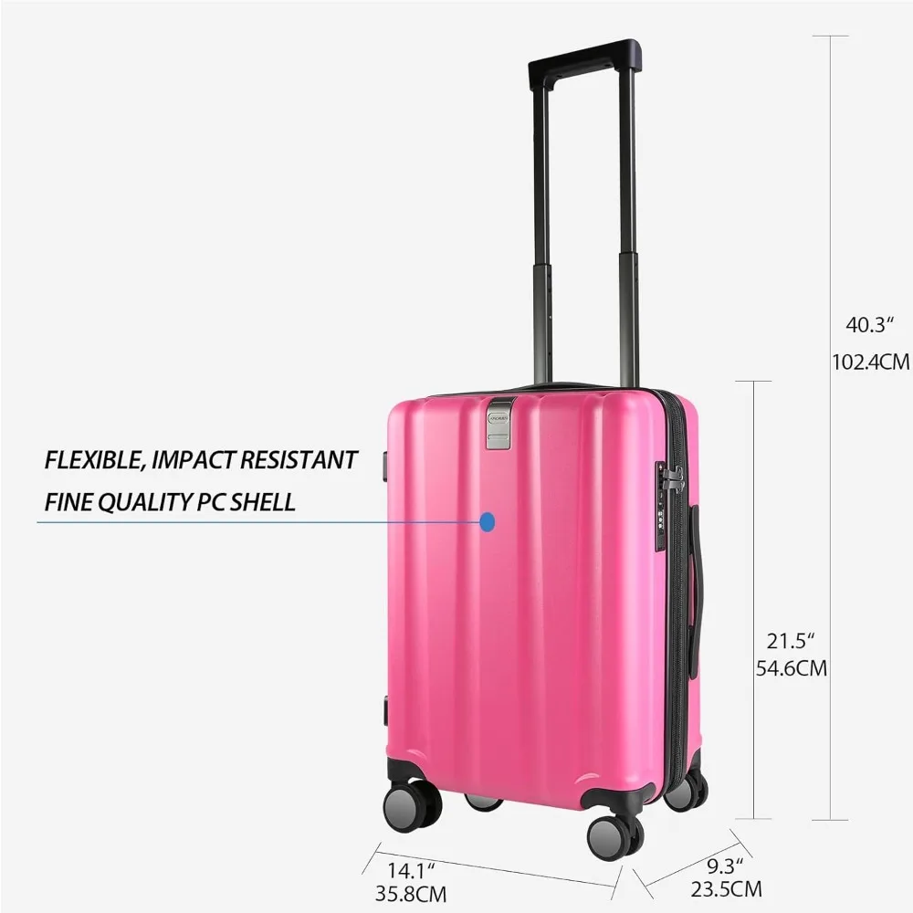 Expandable Hardside Spinner Luggage with TSA Lock, Durable Rolling Suitcase for Travel with USB Port, Long-lasting Carry-On Bag
