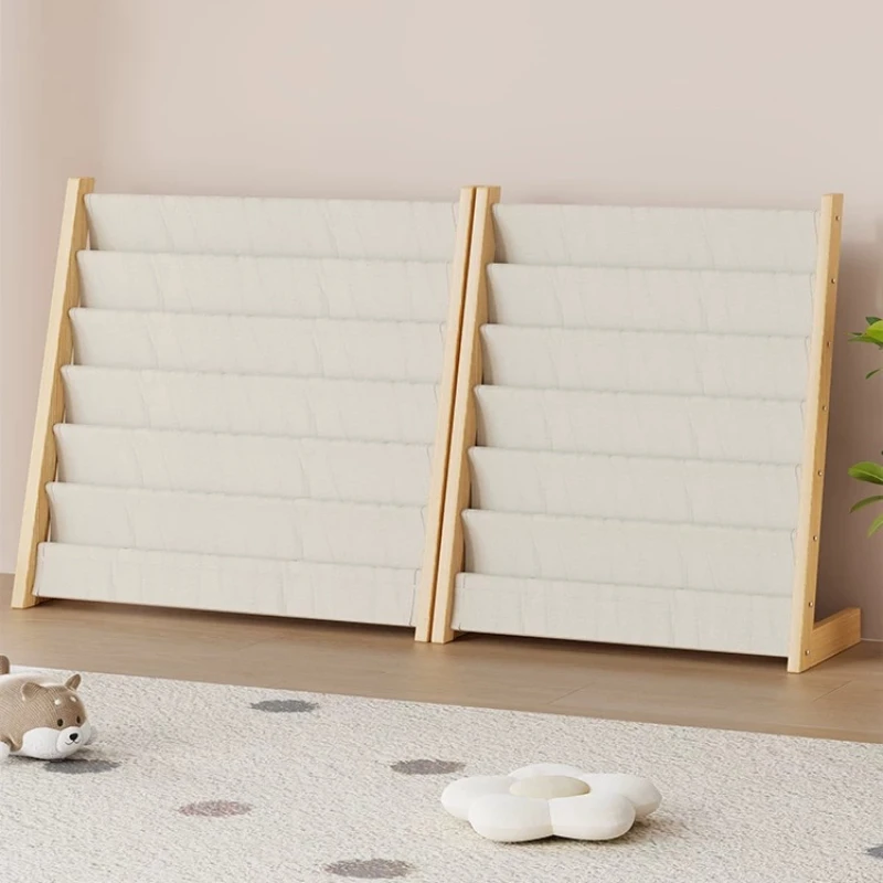 Solid Wood Floor Bookshelf, Toddler Picture Book Rack for Wall Lean, Multi-Tier Storage Organizer for Kids Reading Corner & Home