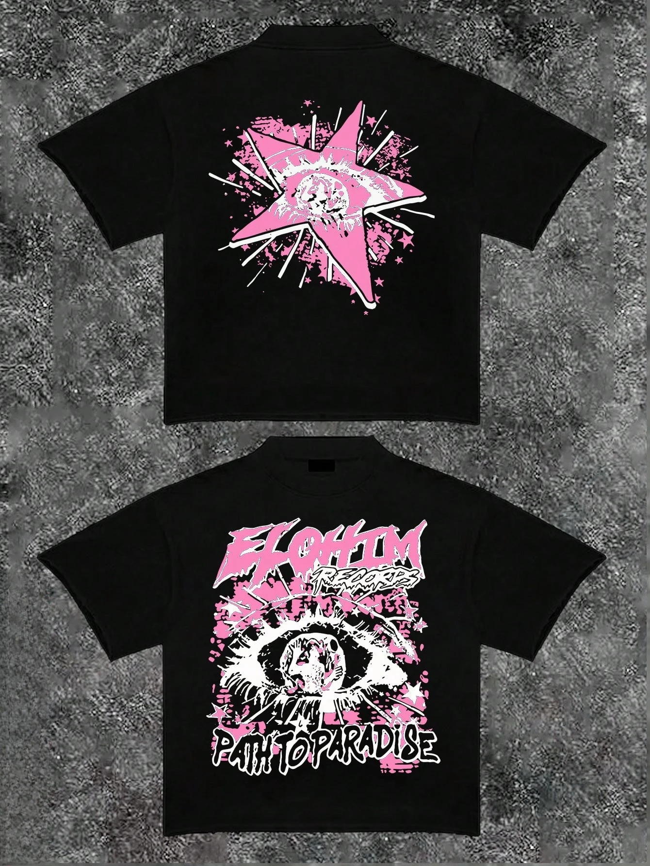 تي شيرت رجالي برقبة دائرية وأكمام قصيرة كاجوال من القطن الخالص مطبوع بنمط Y2K مرسومة يدويًا للجنسين برسومات قطنية