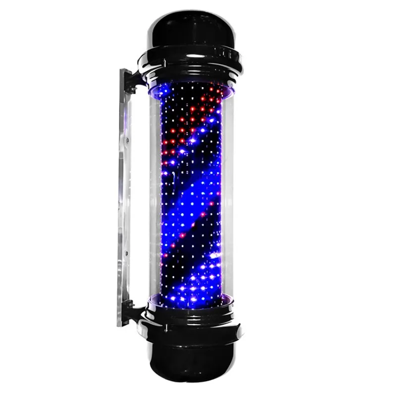 Black LED Barber Rotating Sign Light, Wall Mount & Floor Salon Revolving Lamp, Waterproof Light Box for Hairdressing Beauty Shop