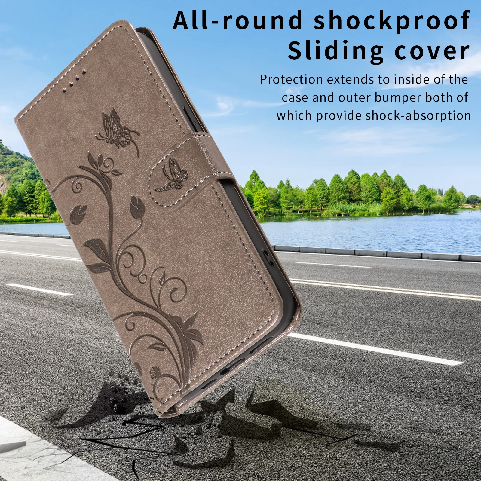 فراشة زهرة الكرمة القضية آيفون 17 16 15 14 13 12 11 برو ماكس زائد ميني 16E 17 الهواء محفظة قلابة فتحة للبطاقات غطاء كتاب جلدي #5