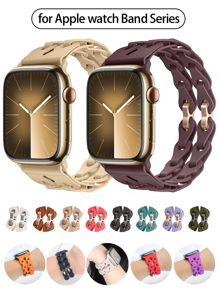 

Silicone Strap For Apple Watch band 46mm 44mm 45mm 49mm 40mm 41mm 38mm 42mm Correa Bracelet iWatch Ultra 2 Series 10 9 8 7 6 SE