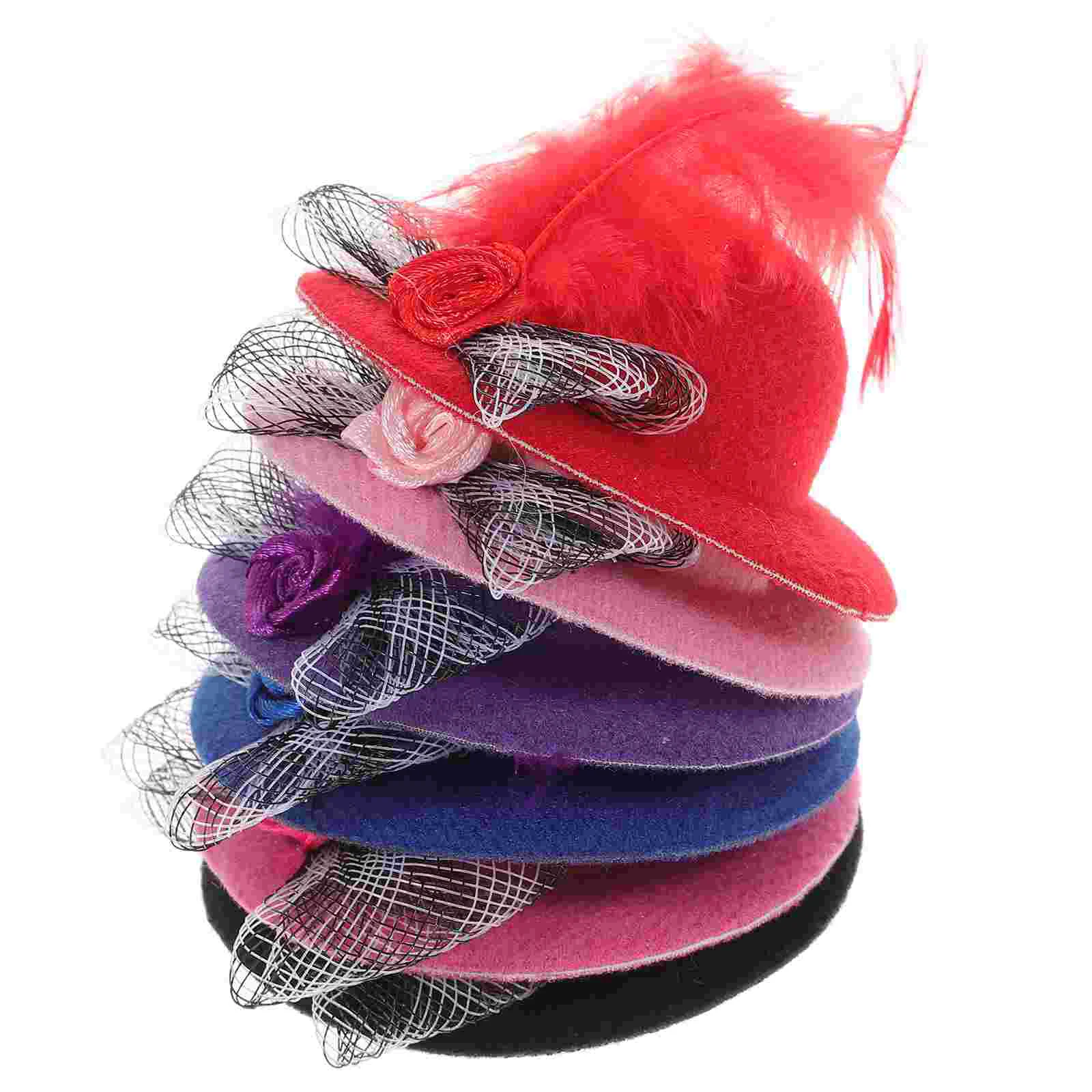 

6 Pcs Hat School Crafts Miniature Hats Traditional Design DIY Tea Party Tiny Top for Polyester Kids