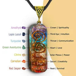 Pendentif en cristal d'énergie de guérison Reiki rétro, pierre naturelle pour la méditation de yoga, bijoux spirituels 7 Chakra, calce de la présidence, amulette en orgonite