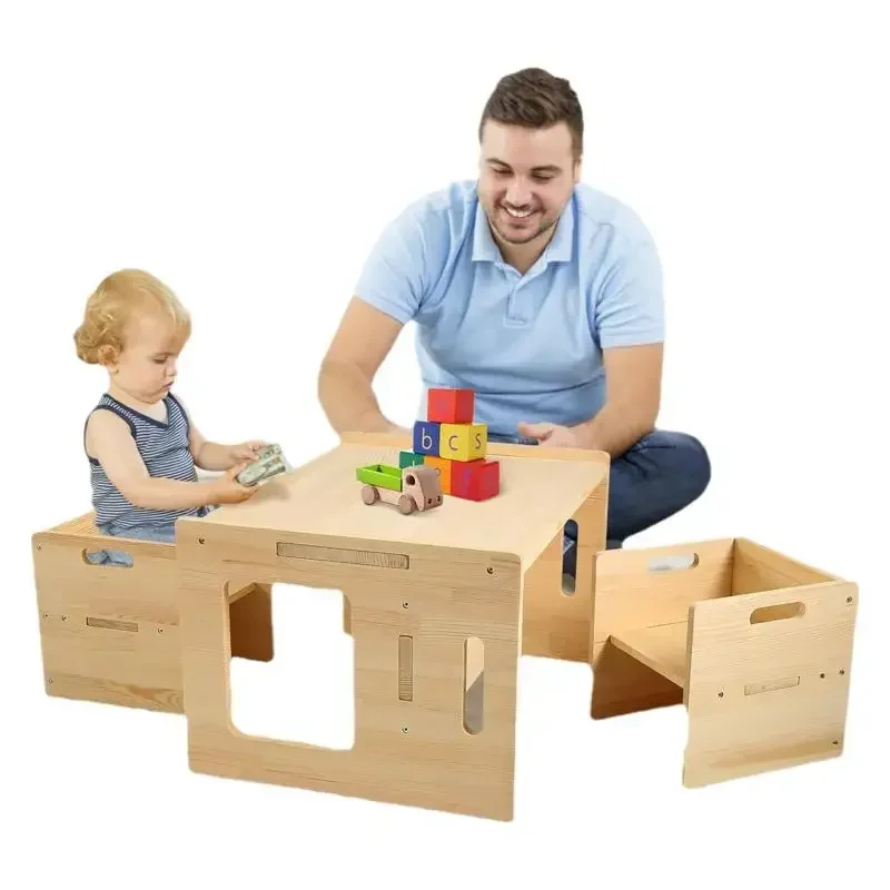 Wooden children's stool indoor outdoor portable small game table and chairs
