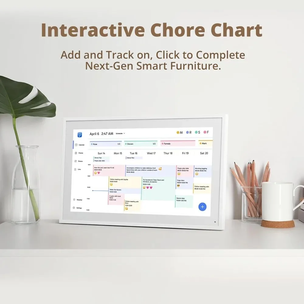 

10inch Digital Calendar Chore Chart 1080P Full HD Interactive Touchscreen, Smart Family Planner, Hearth Display Digital Calenda
