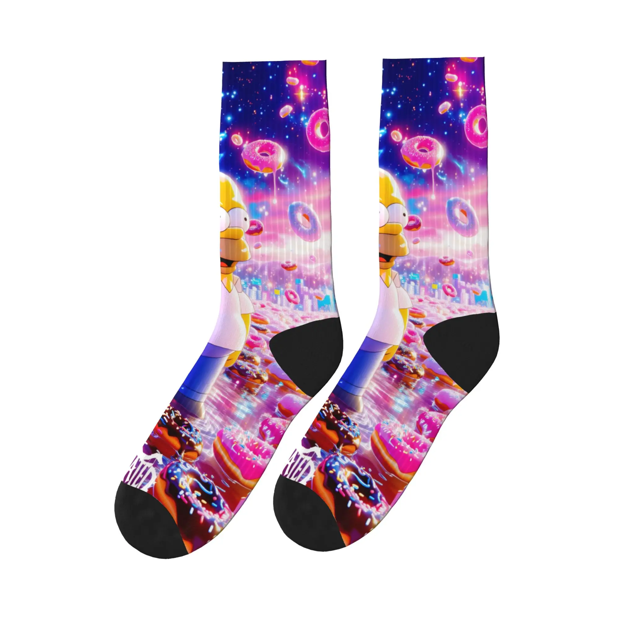

Носки S-Simpsons Homer Donut Fantasy World, нескользящие носки, мужские мягкие дышащие спортивные носки для активного отдыха, зимние носки в стиле ретро