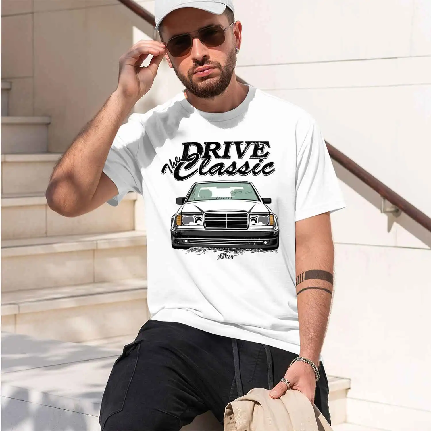 New Summer Fashion Men Short Sve W124 & Quot; y Style T-Shirt Sport Casual White Tops Vintage Car Hip HopTees 2026 New Model Men view 2