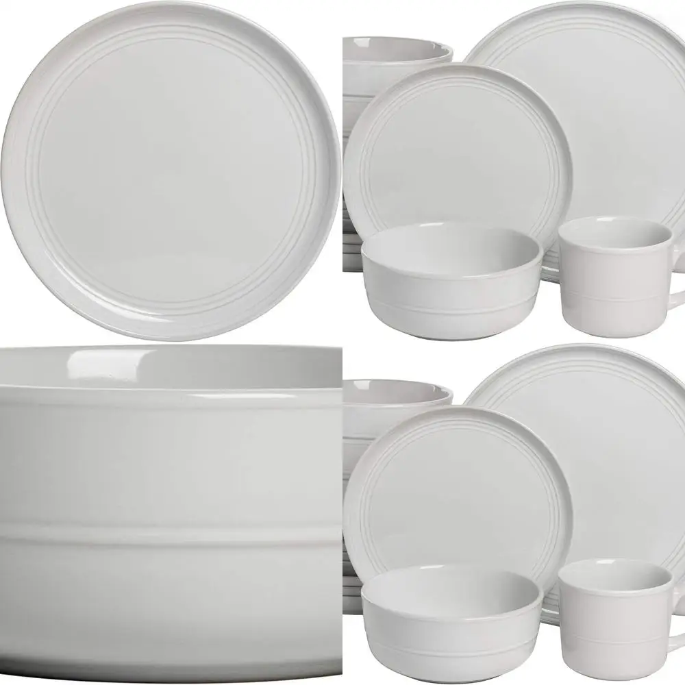 

16-Piece White Double-Sided Dinnerware Set