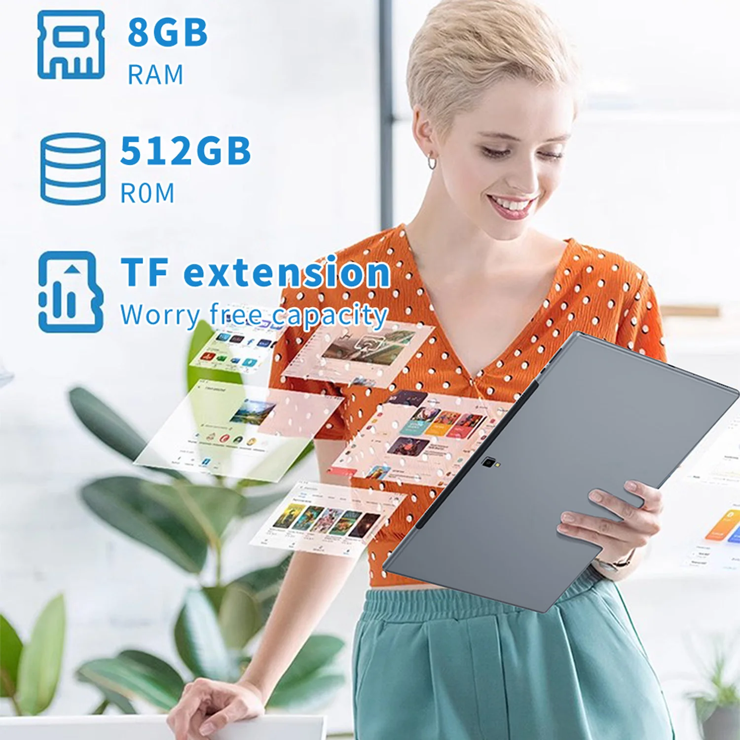 新型オリジナル14インチ高精細スクリーンタブレット、オクタコアプロセッサ、8GB RAM、512GB ROM、4G/5GデュアルSIM、Wi-Fi、GPS、10000mAh搭載