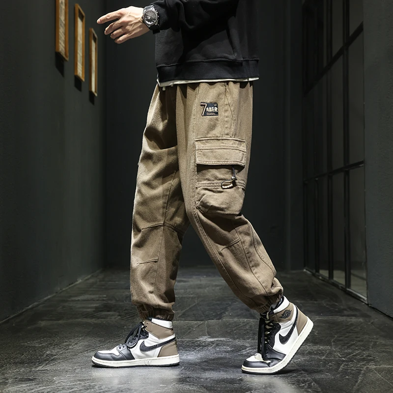

Мужские свободные брюки в американском ретро-стиле для работы, весенне-осенние повседневные дышащие брюки-карго, молодежная мода
