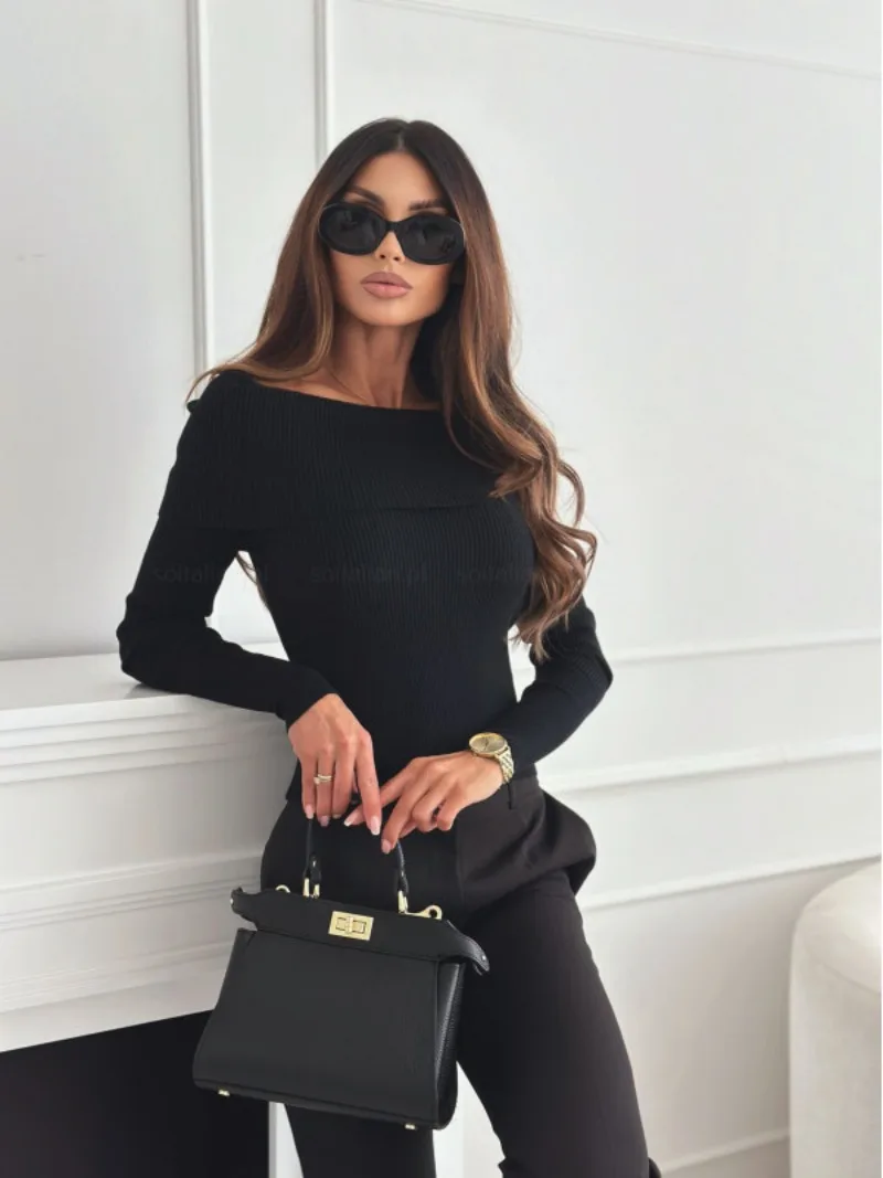 Femme Elegant Fashion Off Shoulder Sweater Women Autumn Winter Long Sleeve Slash Neck Sexy Knitted Tops Pullovers Jumpers Pull