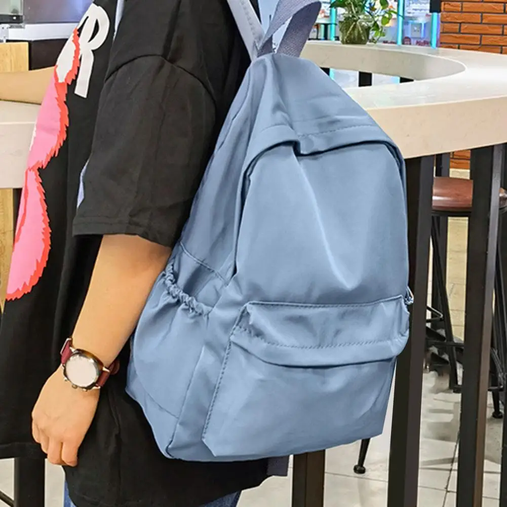 

Waterproof Nylon Backpack Large Capacity Solid Color Ultra-light Casual School Bag for Students Travelers