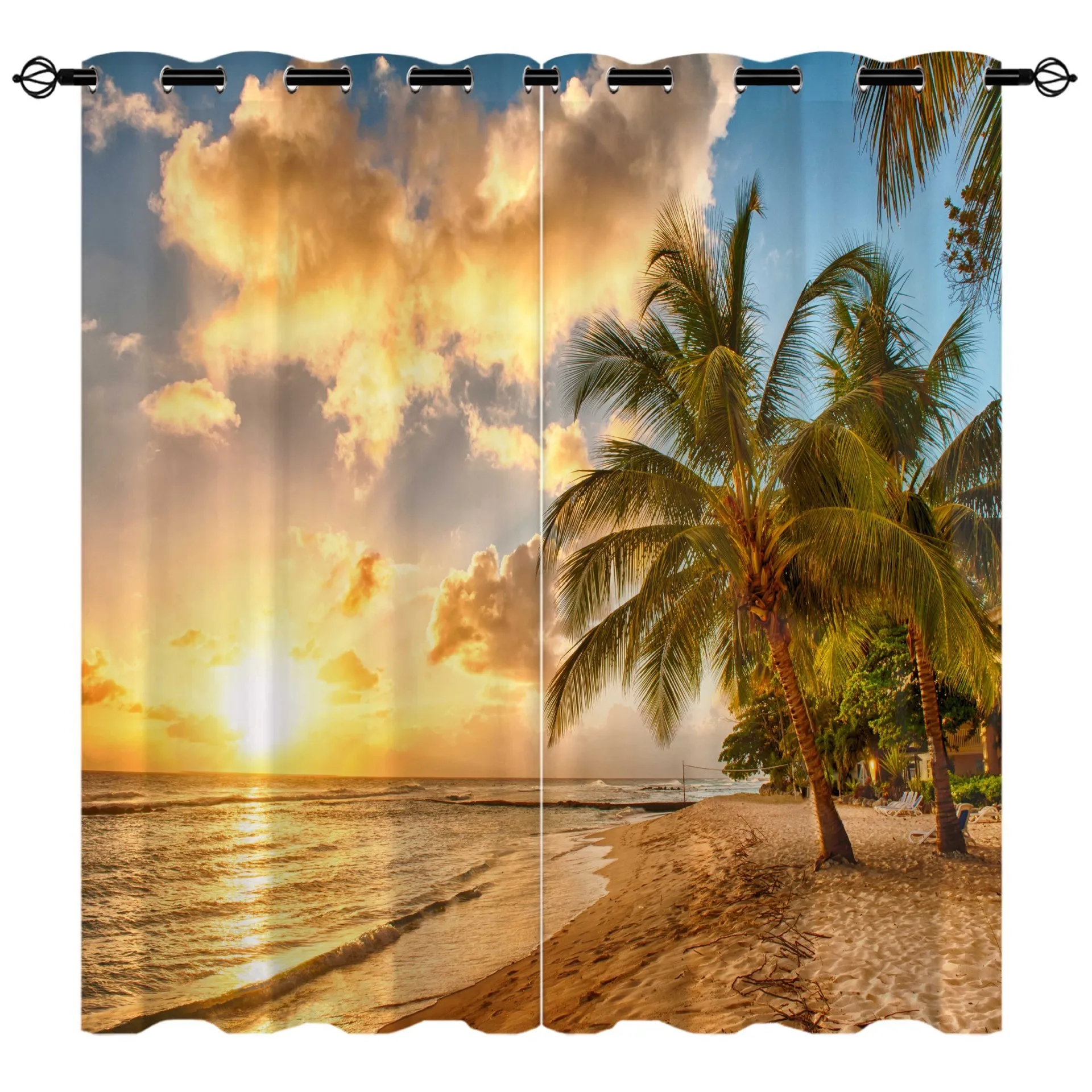 200056   Seaside landscape series high-density blackout curtains