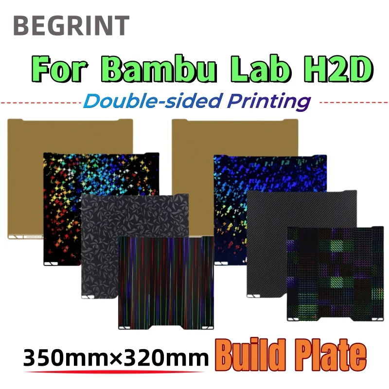 

For Bambu Lab H2d Bed Double Sided Bambulab Smooth Build Plate 350x320 Hiqh Quality For Bambu Lab H2D Accessories Spare Parts