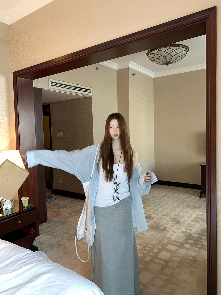 

Blue Long Sve Women's Sun Protection irt 2025 New Sle Casual Faion Outerwear Loose Fit Commute Sle G Sle